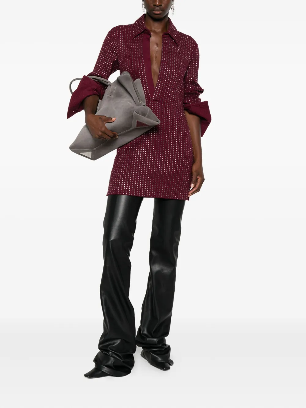 The Attico embellished collared dress - Rood