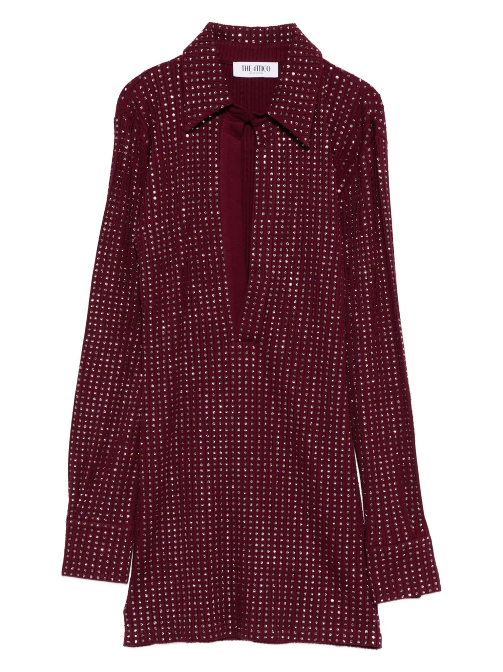 The Attico embellished collared dress Rood