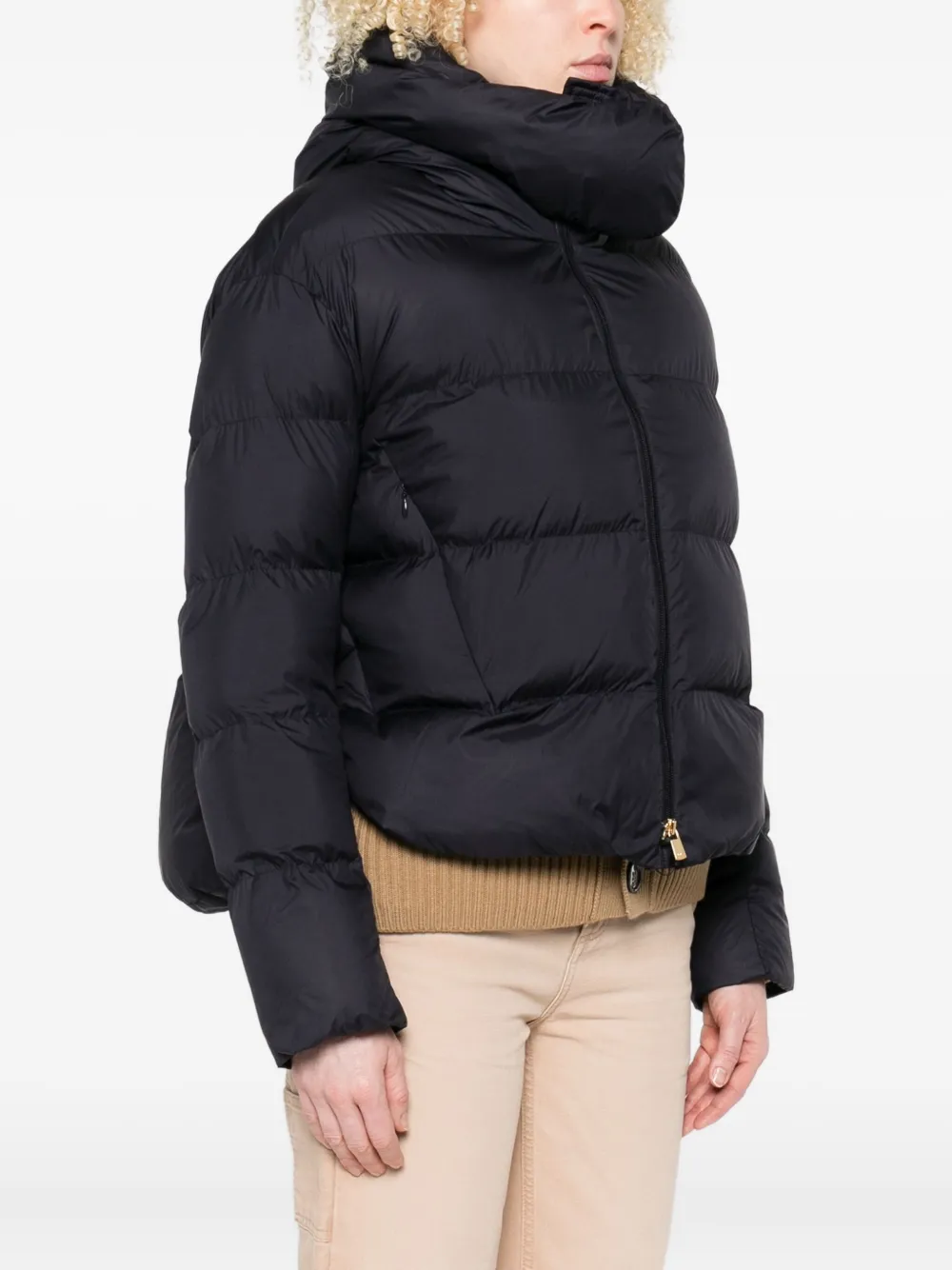 PINKO quilted high-neck puffer jacket Blauw