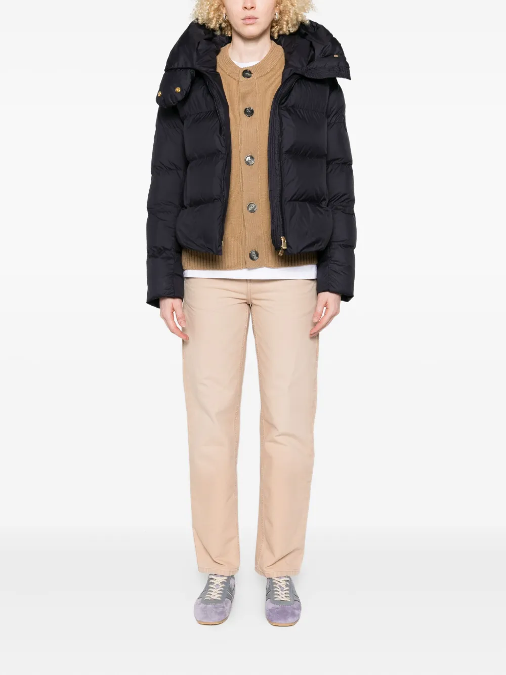 PINKO quilted high-neck puffer jacket Blauw
