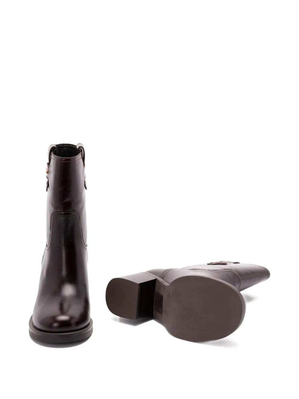TWINSET block-heel leather boots Brown