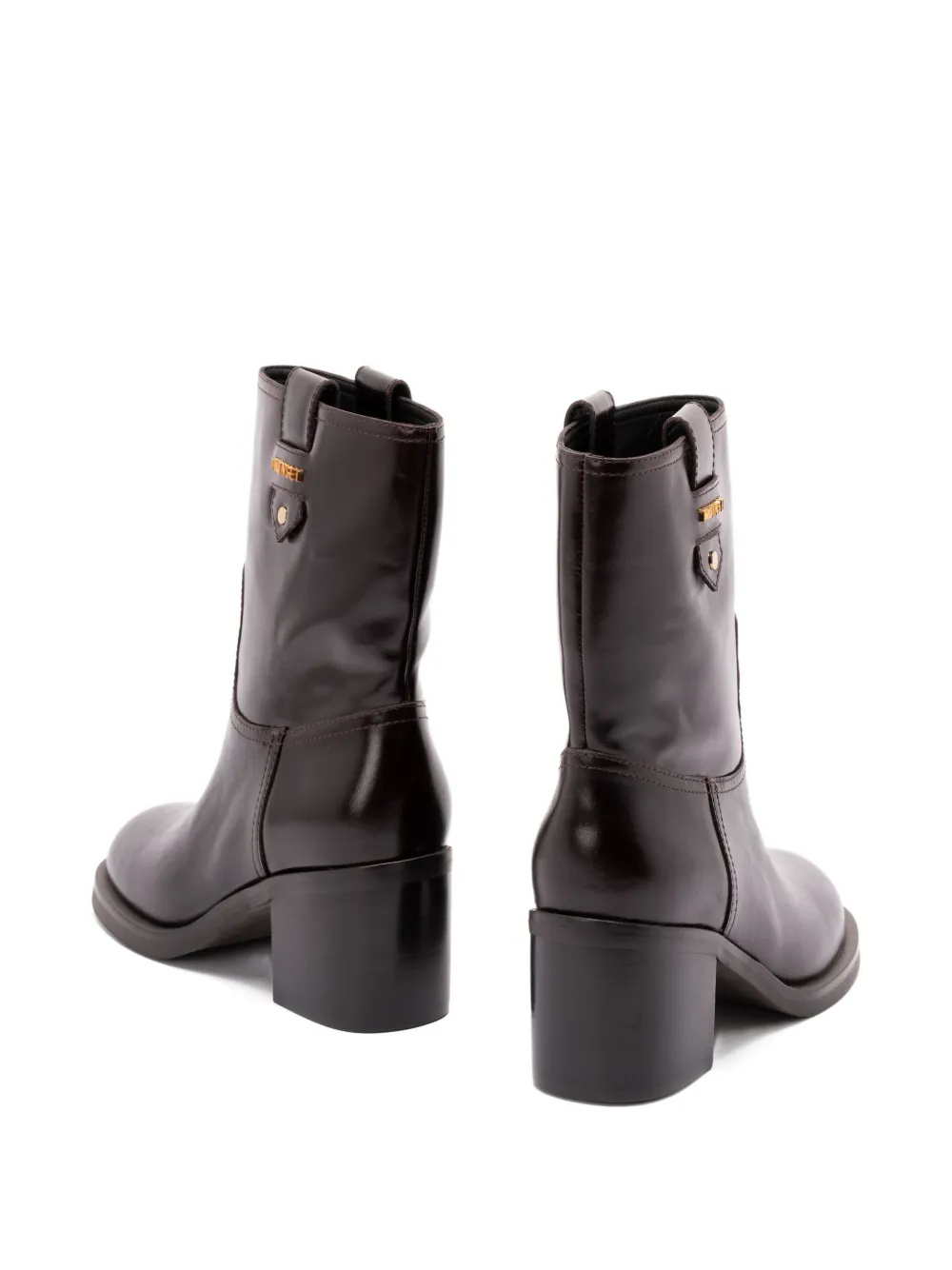 TWINSET block-heel leather boots Brown