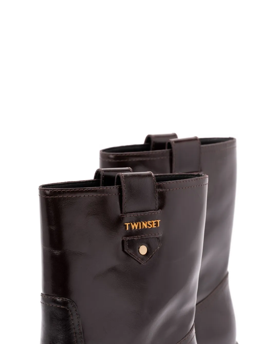 TWINSET block-heel leather boots Brown