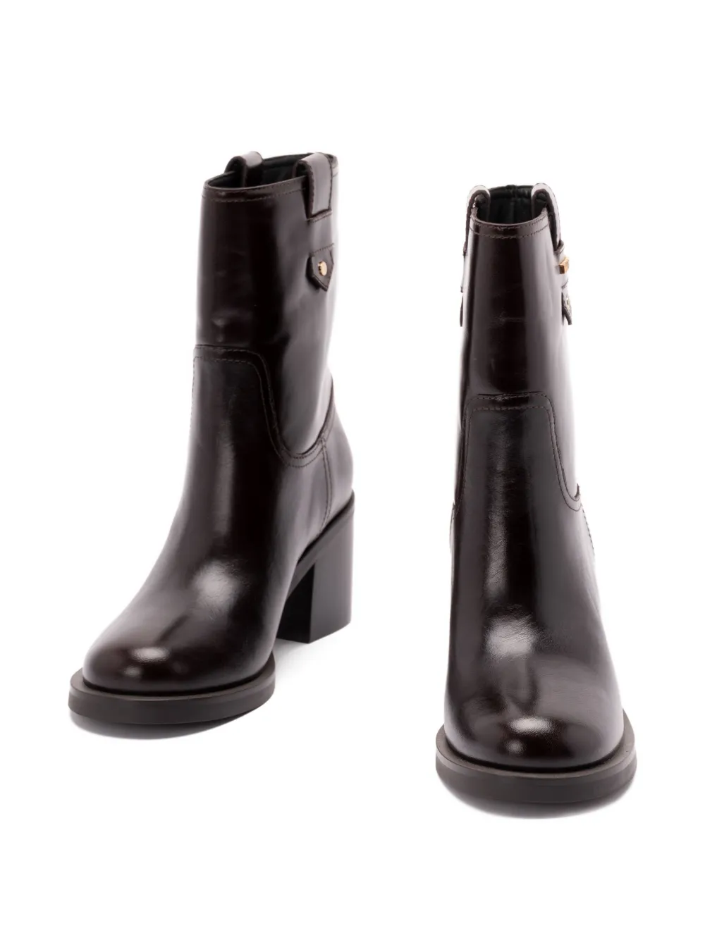 TWINSET block-heel leather boots Brown