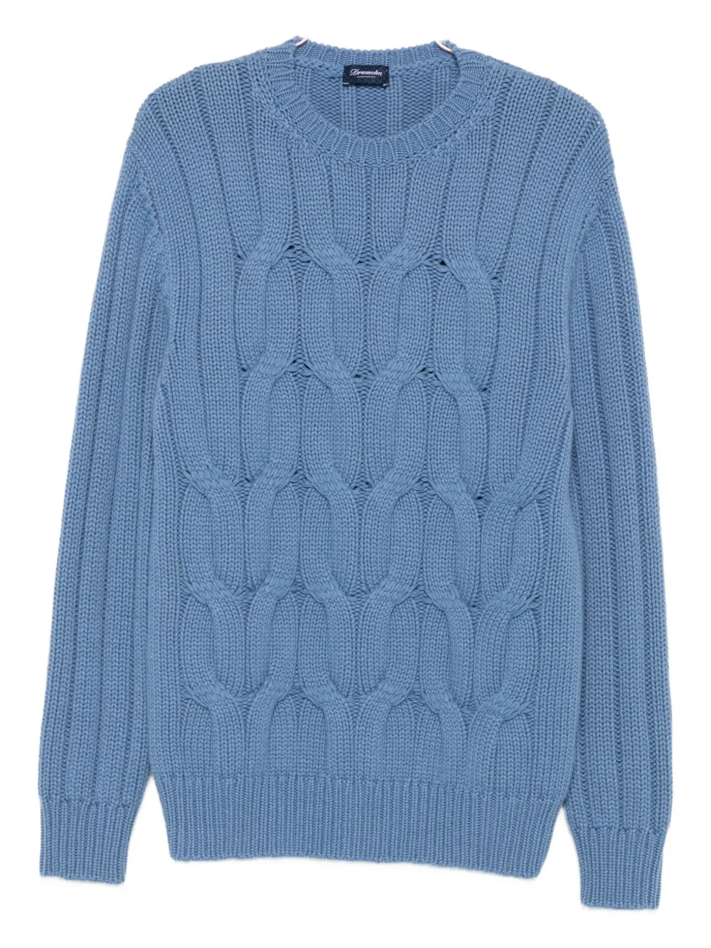 Drumohr Textured Knit Crew-neck Sweater In Blue