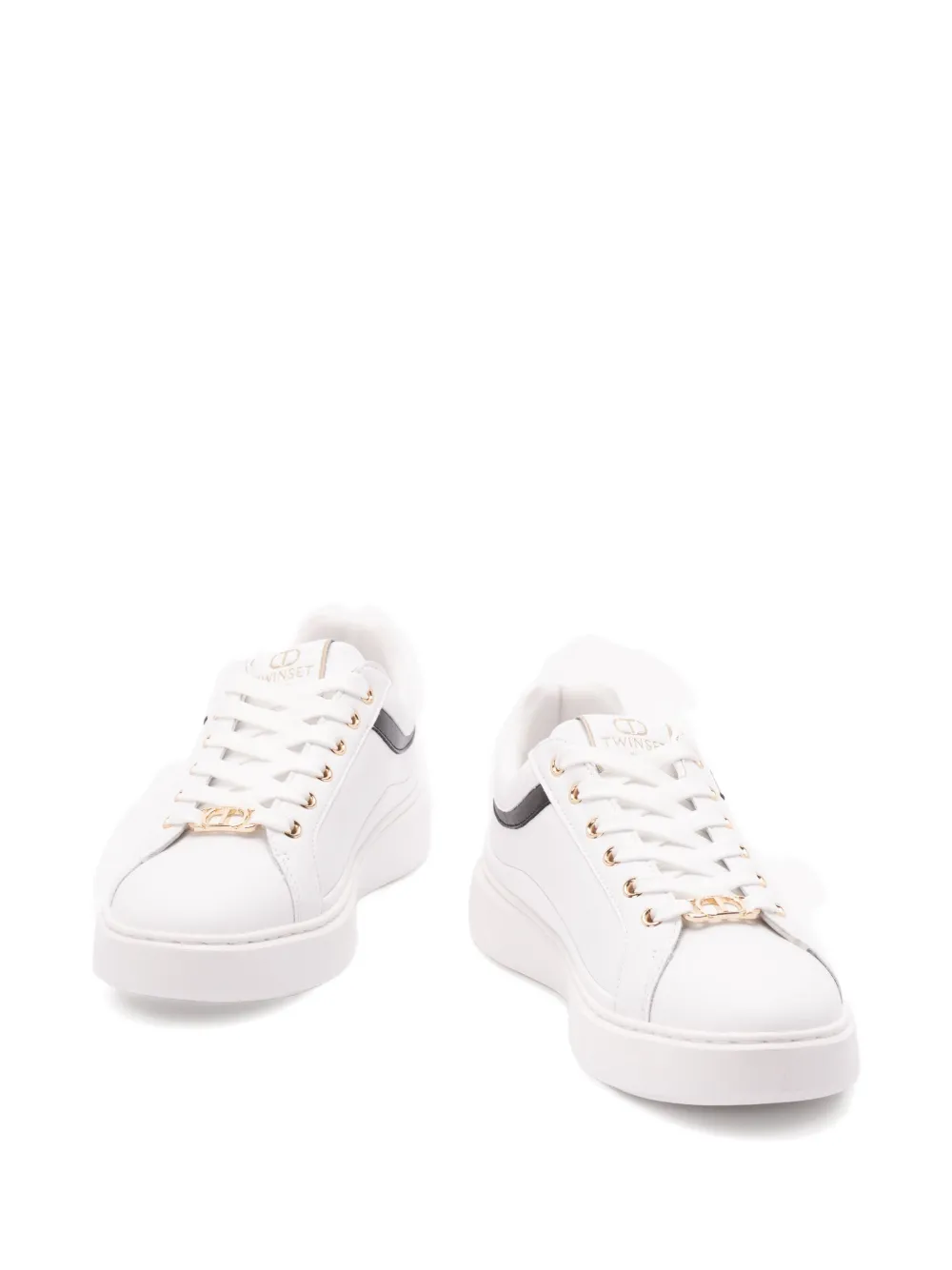 TWINSET leather-trimmed lace-up low-top sneakers White