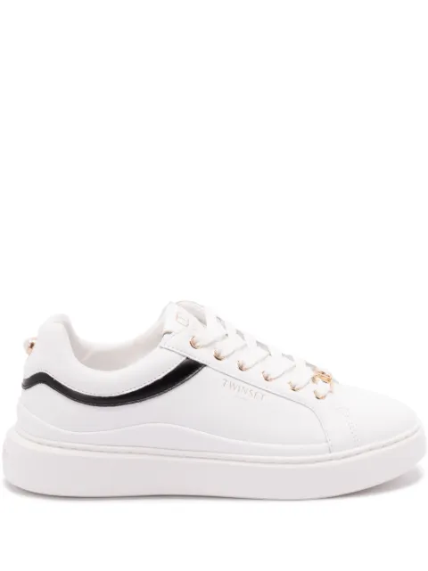 TWINSET leather-trimmed lace-up low-top sneakers