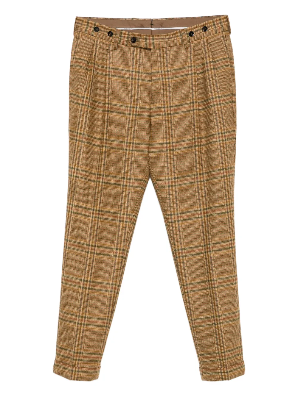 checked pleated trousers