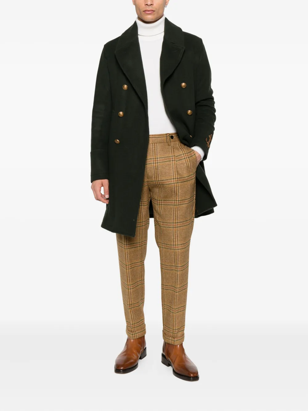 Berwich checked pleated trousers - Bruin