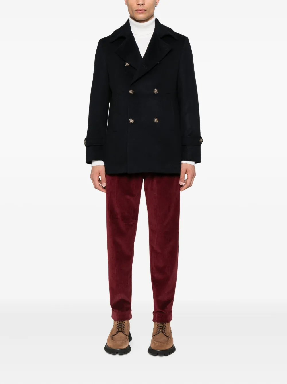 Berwich pleated corduroy trousers - Rood