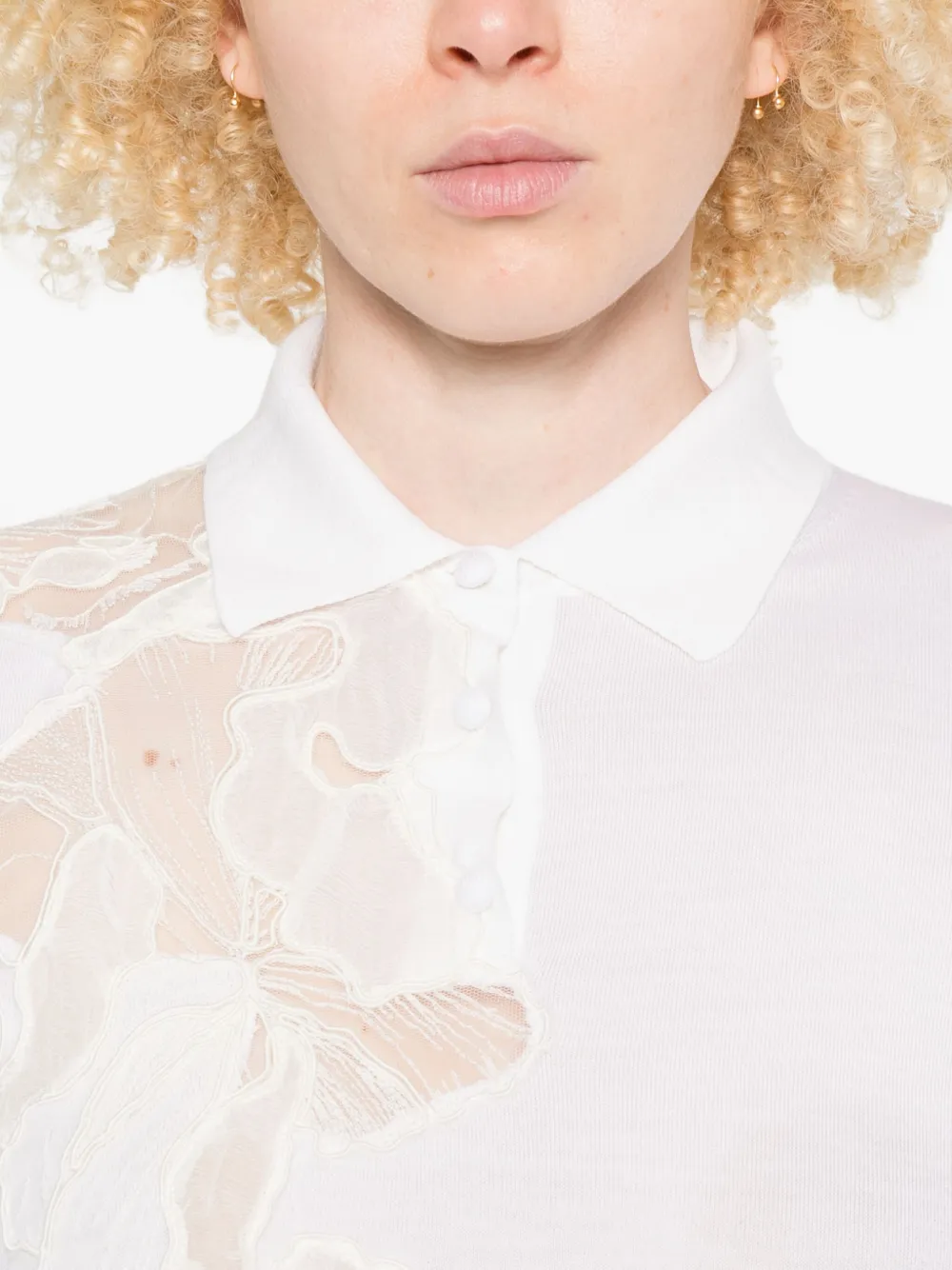 Ermanno Scervino Polotop verfraaid met kant Wit