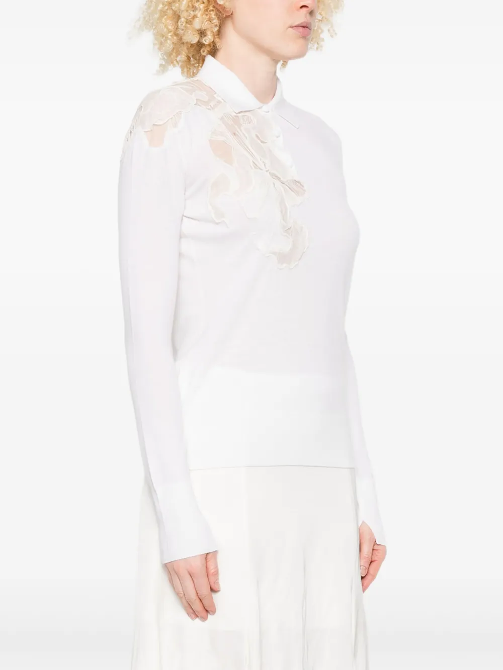 Ermanno Scervino Polotop verfraaid met kant Wit