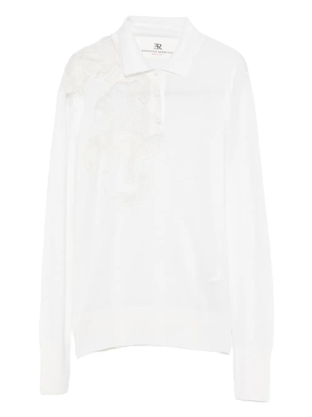 Ermanno Scervino Polotop verfraaid met kant Wit