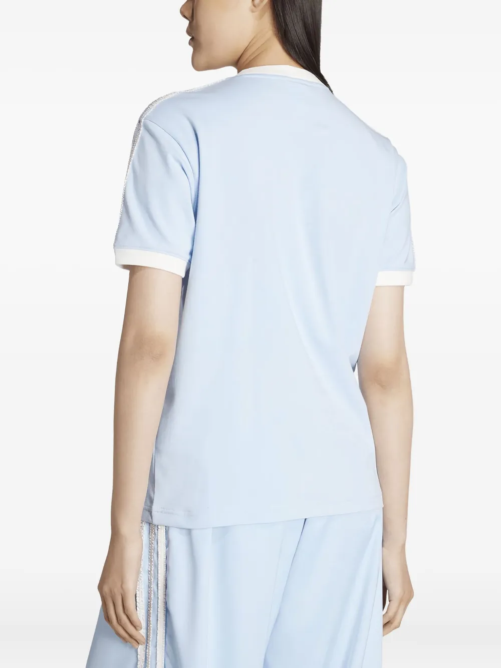 adidas T-shirt met drie strepen en ruches Blauw
