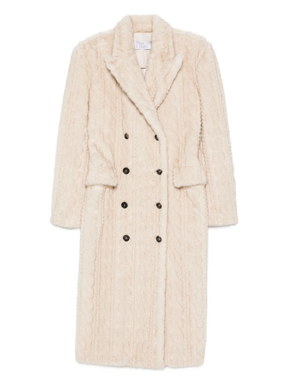 Giuseppe Di Morabito Textured Cable-knit Double-breasted Coat In Neutral
