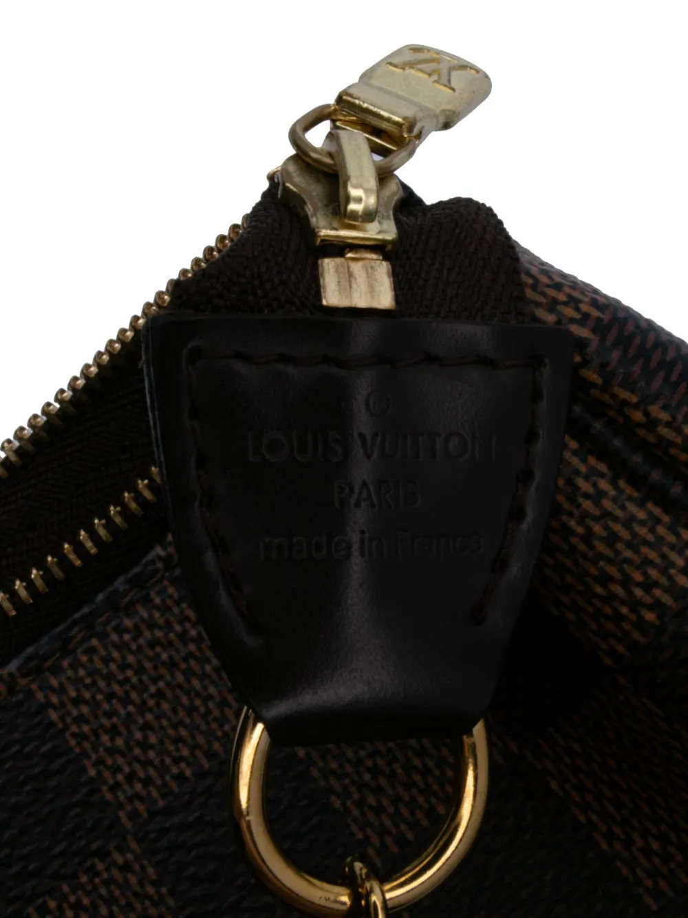Pre-owned Louis Vuitton 2020 Damier Ebene Mini Pochette Accessoires Handbag In Brown