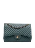 CHANEL Pre-Owned 2017-2018 Jumbo Classic Chevron Lambskin Double Flap shoulder bag - Green