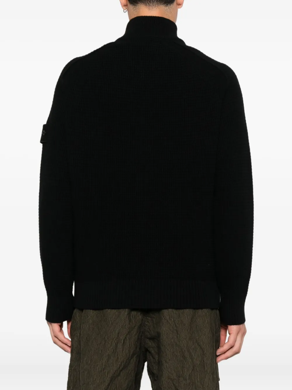 Stone Island Geribbeld vest met rits Zwart