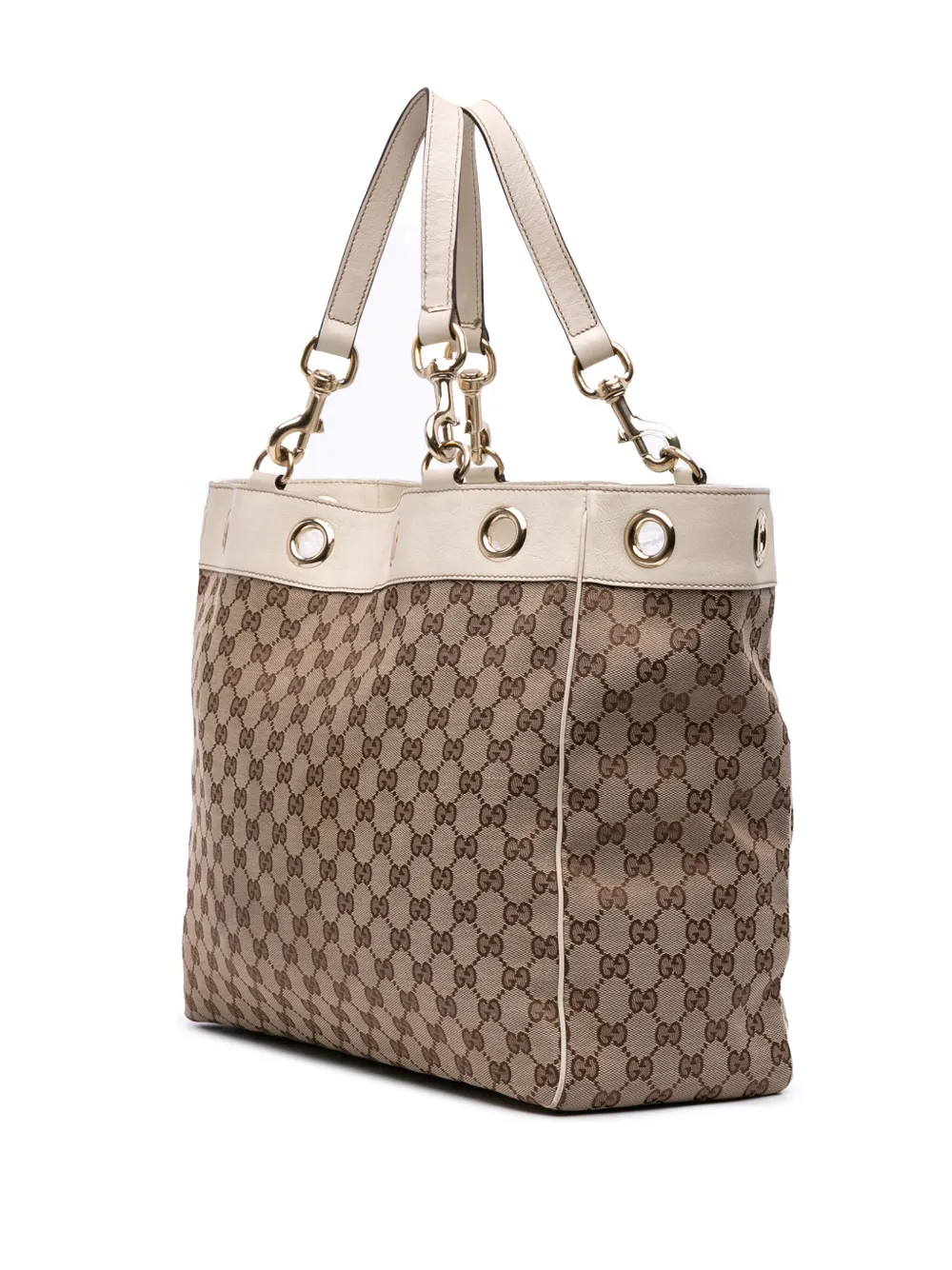 Pre-owned Gucci 2000-2015 Large Gg Canvas Positano Tote Bag In Brown