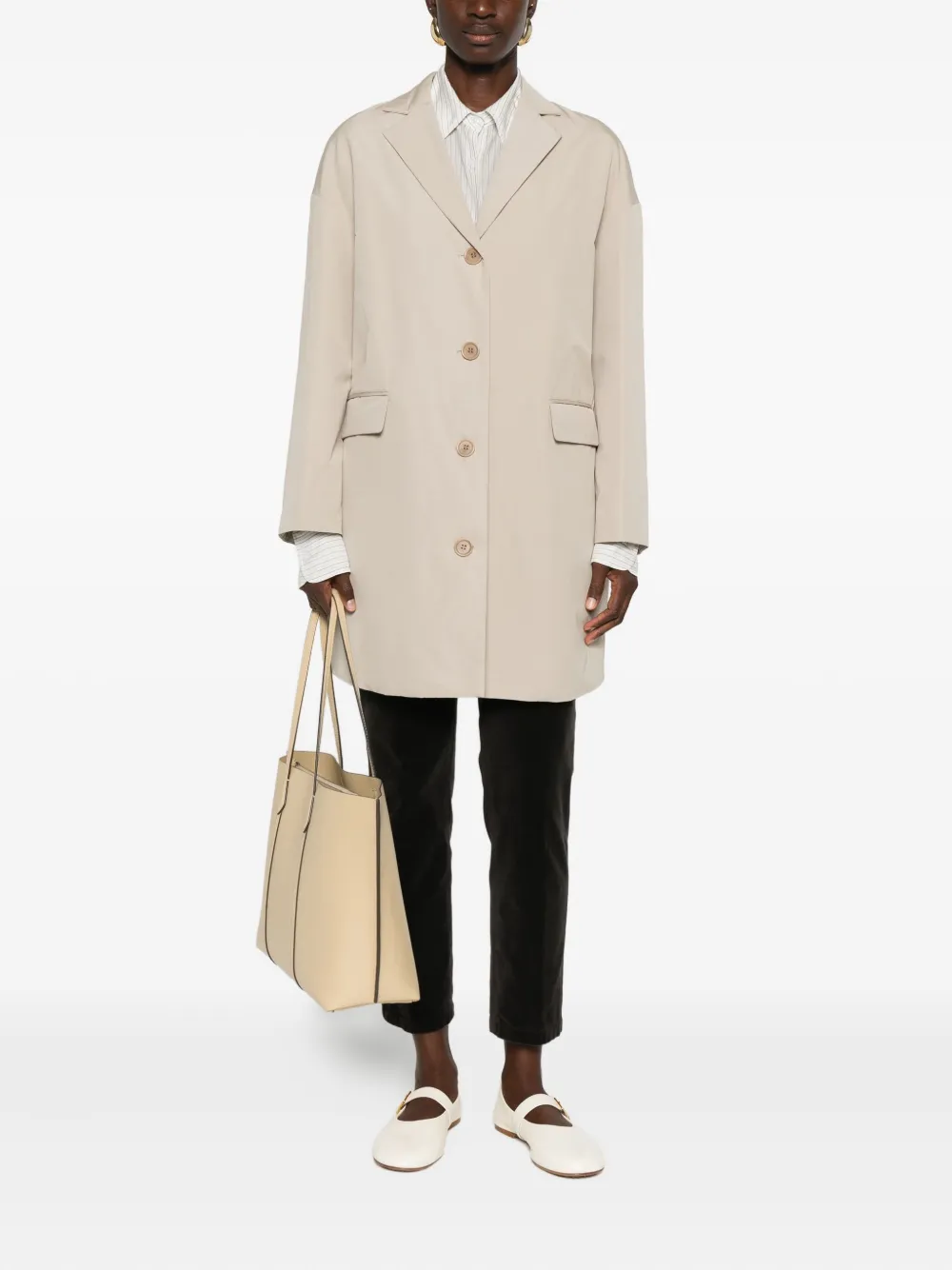 Aspesi Button-fastening Coat In Brown