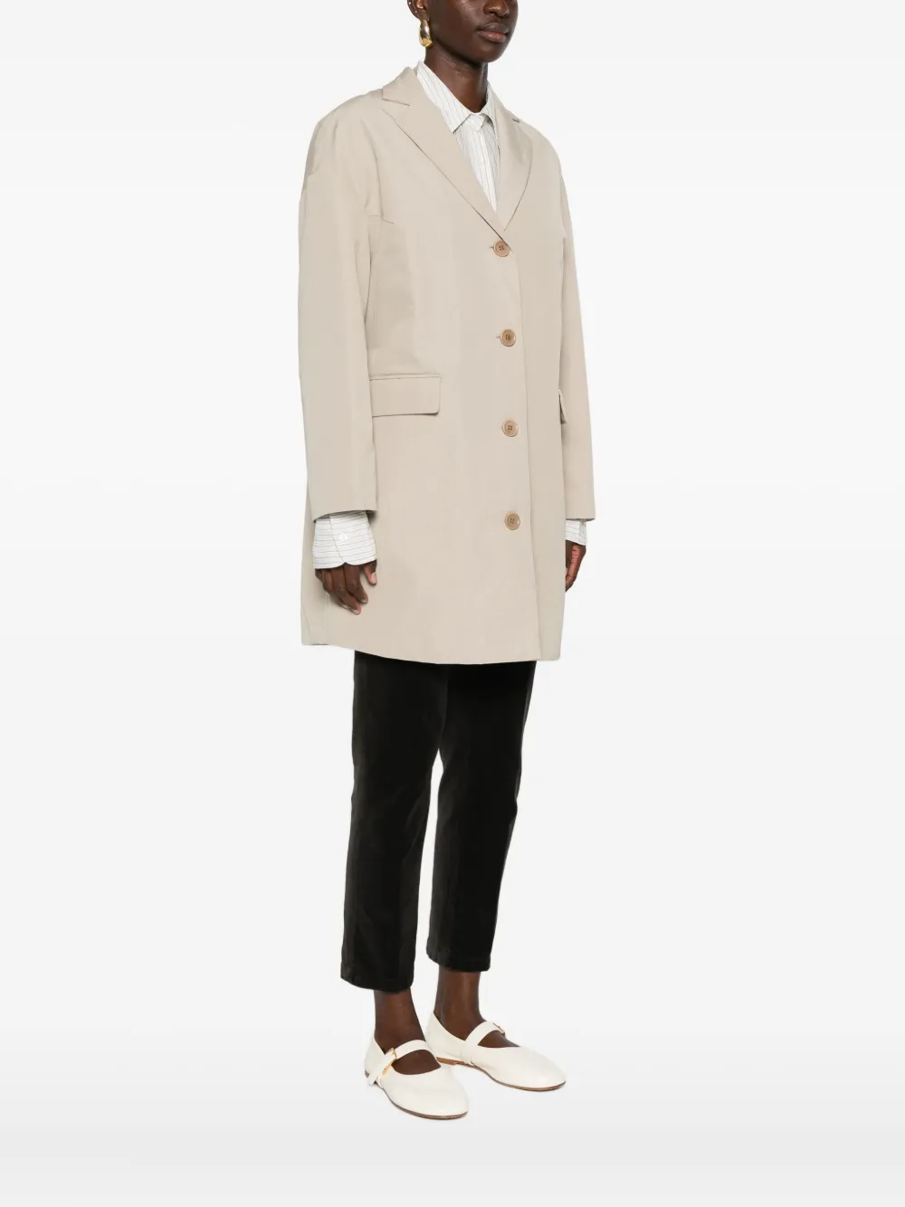 Aspesi Button-fastening Coat In Brown