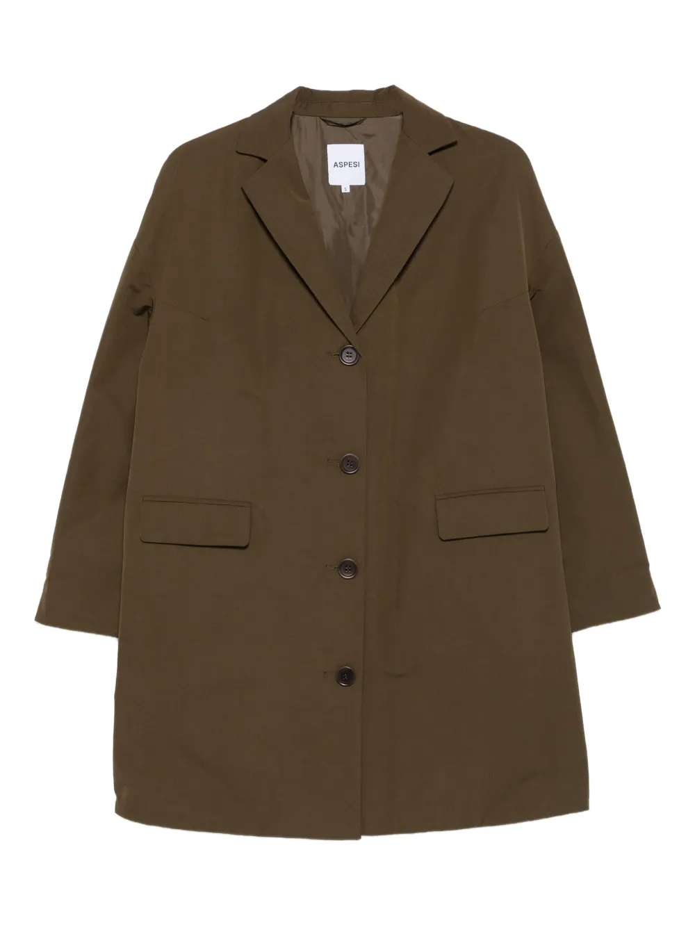 Aspesi Button-front Notched-lapel Coat In Green
