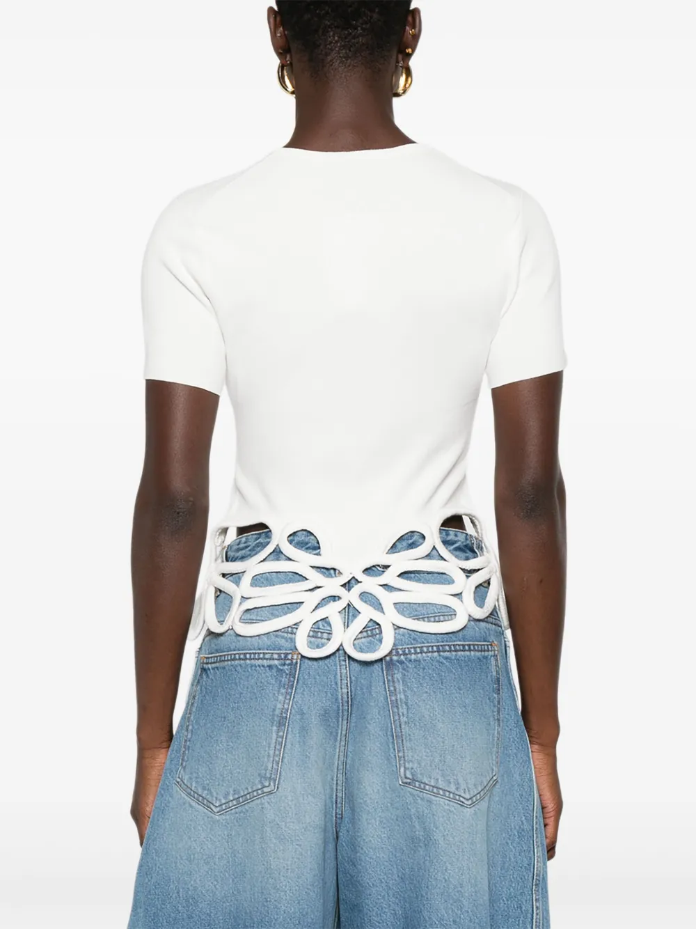 Cult Gaia T-shirt met bloemenkant Wit