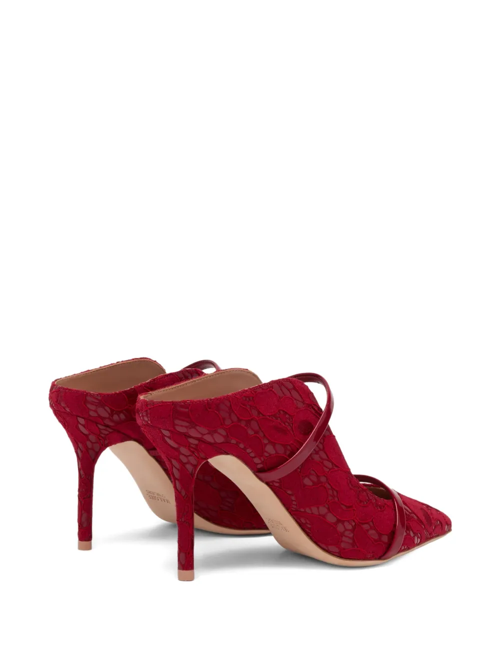 Malone Souliers 85mm Maureen Lace Calf Leather Heeled Mules In Red