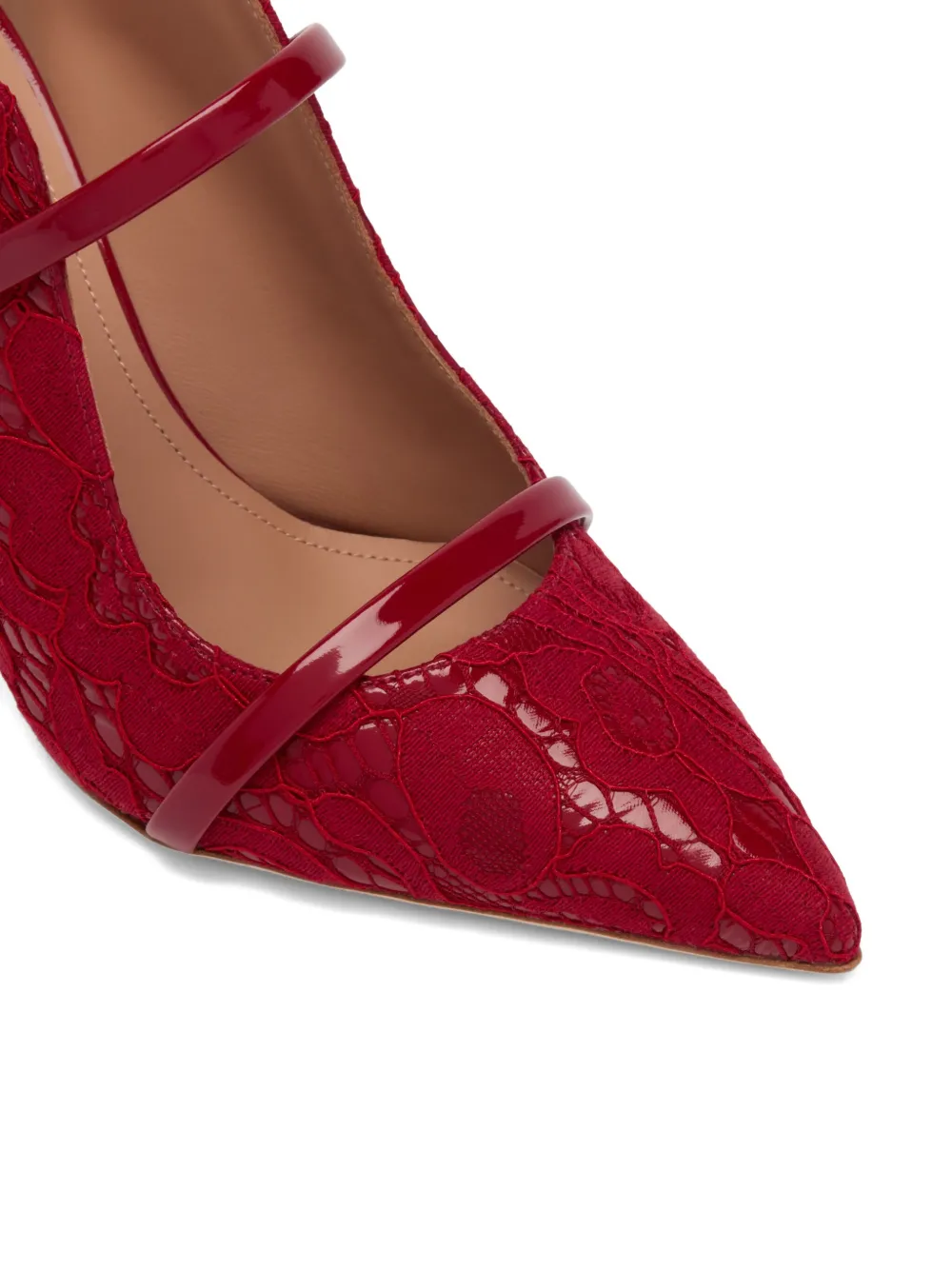 Malone Souliers 85mm Maureen Lace Calf Leather Heeled Mules In Red