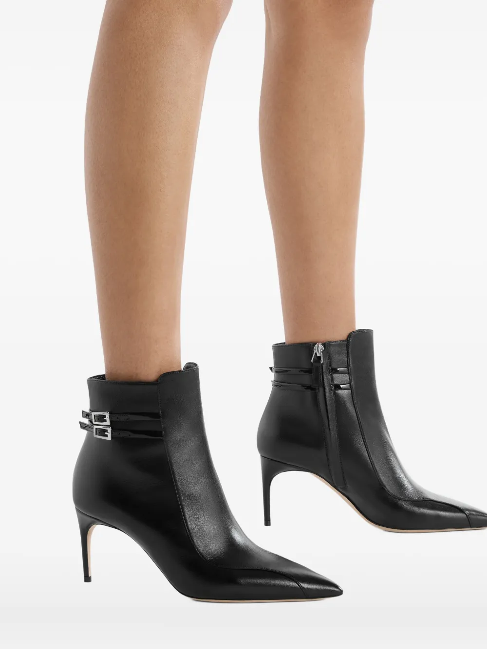 Malone Souliers 70mm Giordana Double-buckle Pointed-toe Ankle Boots In Black