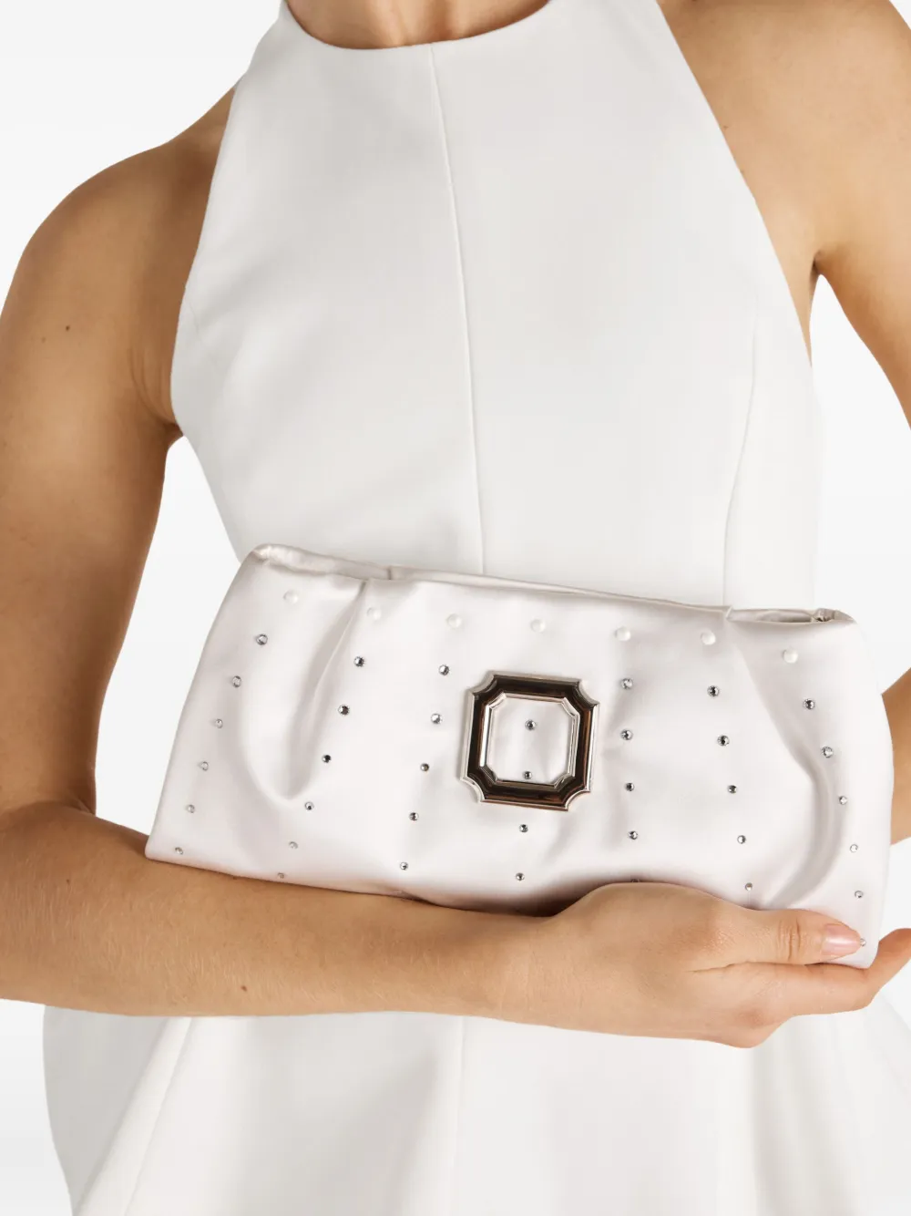 Malone Souliers Vittoria clutch verfraaid met kristallen - Wit