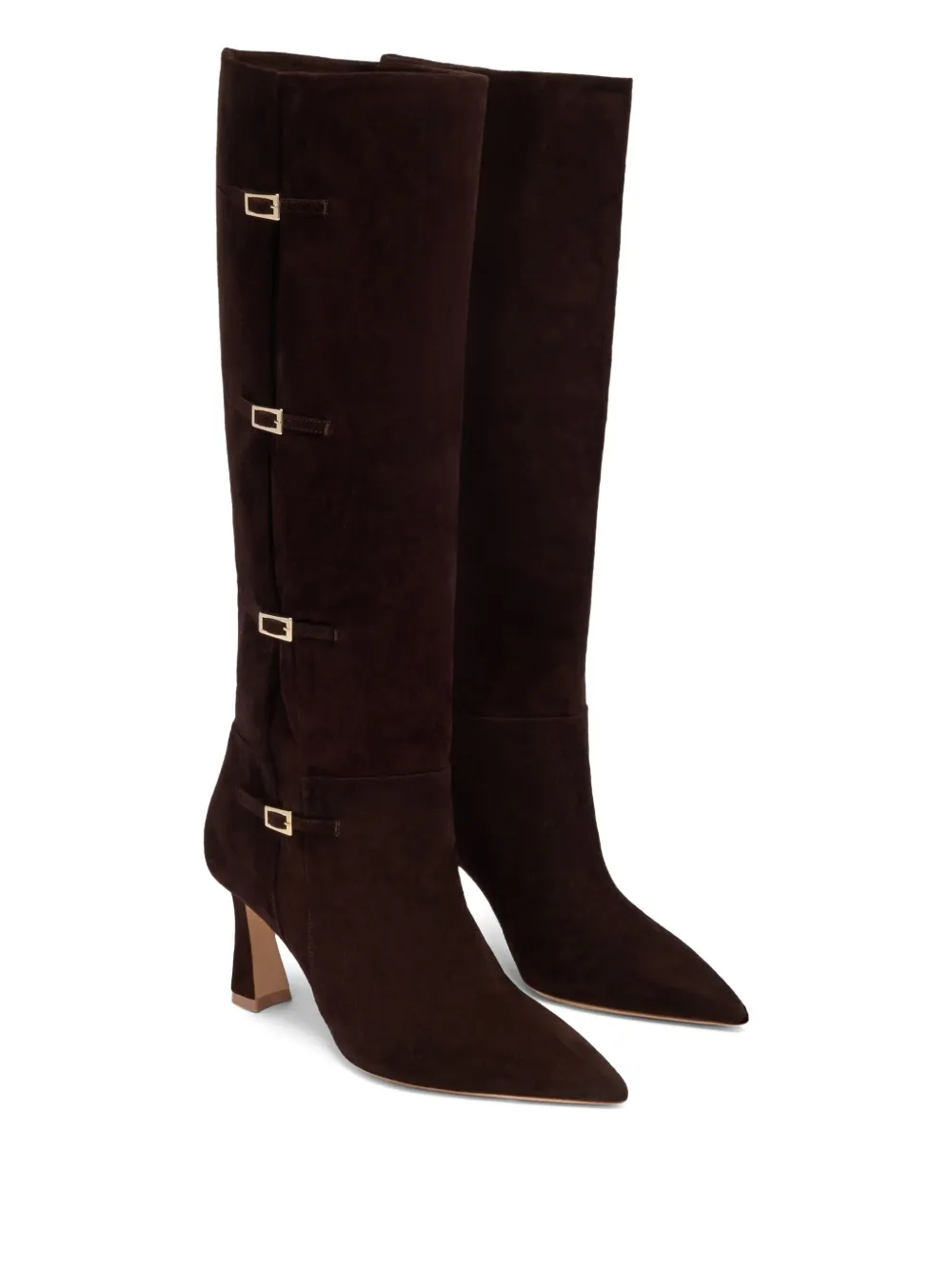 Malone Souliers 70mm Nolan buckle-detail suede knee-high boots Brown
