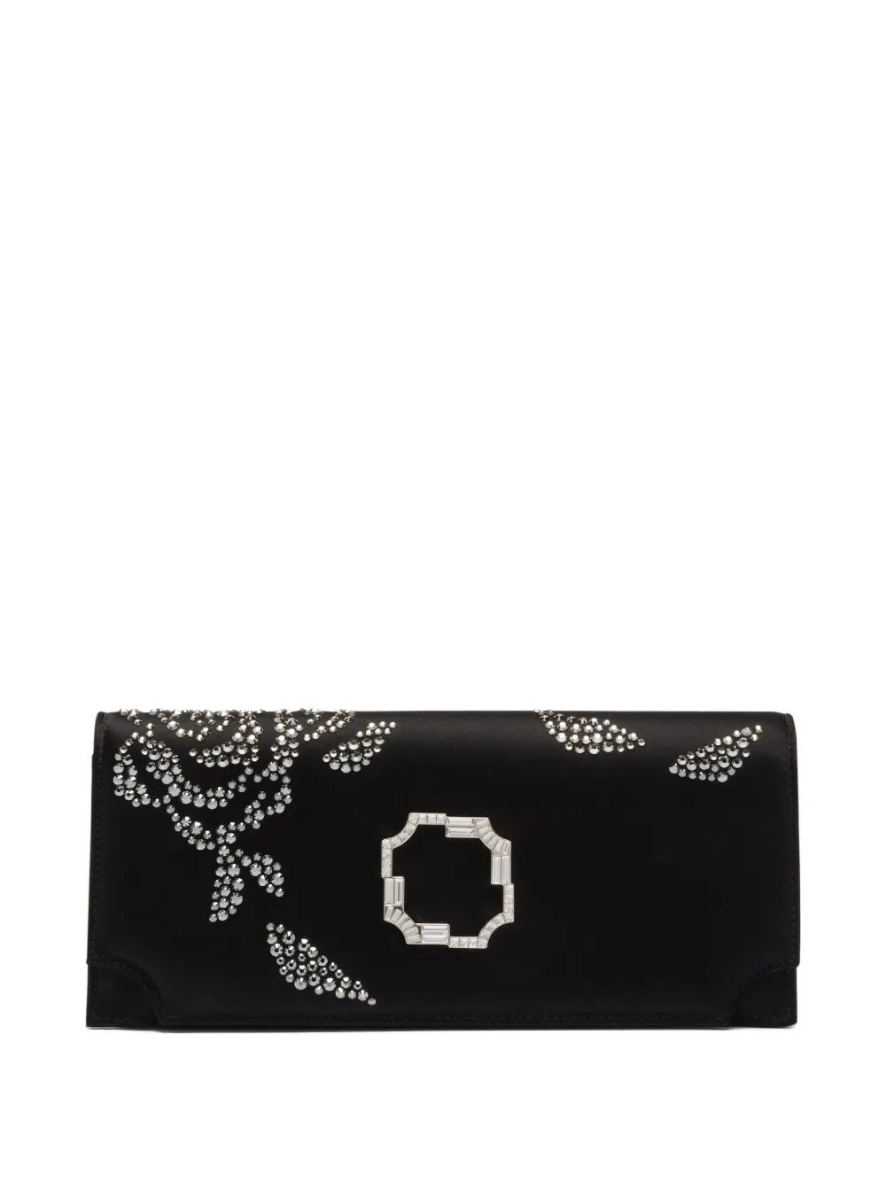 Malone Souliers Vivien satijnen clutch verfraaid met kristallen Zwart