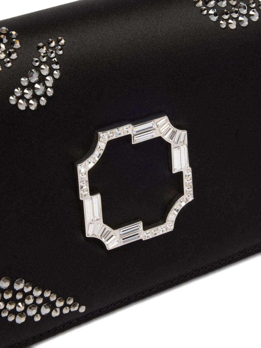 Malone Souliers Vivien satijnen clutch verfraaid met kristallen Zwart