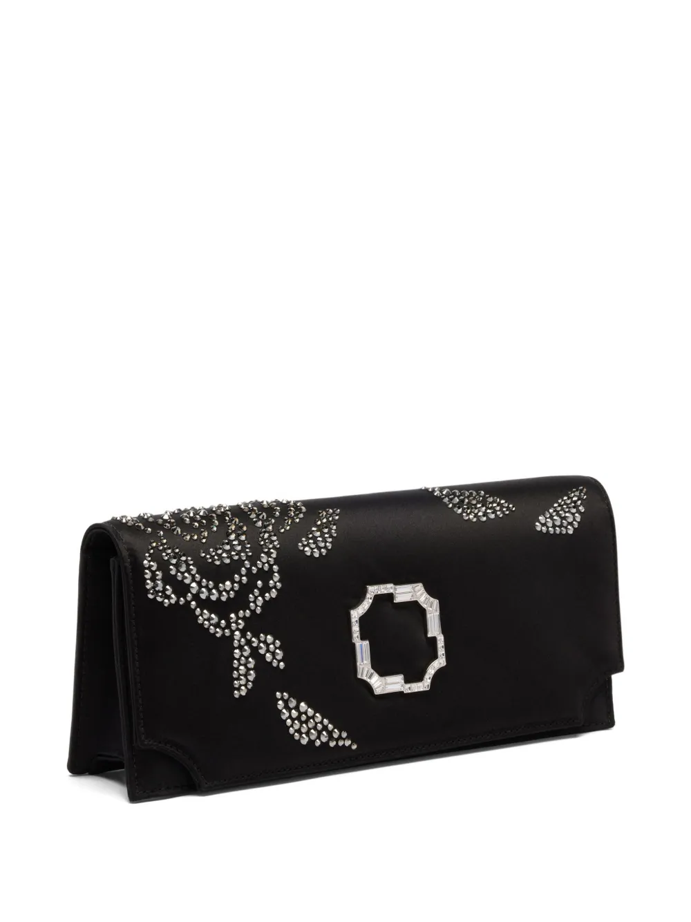 Malone Souliers Vivien satijnen clutch verfraaid met kristallen Zwart
