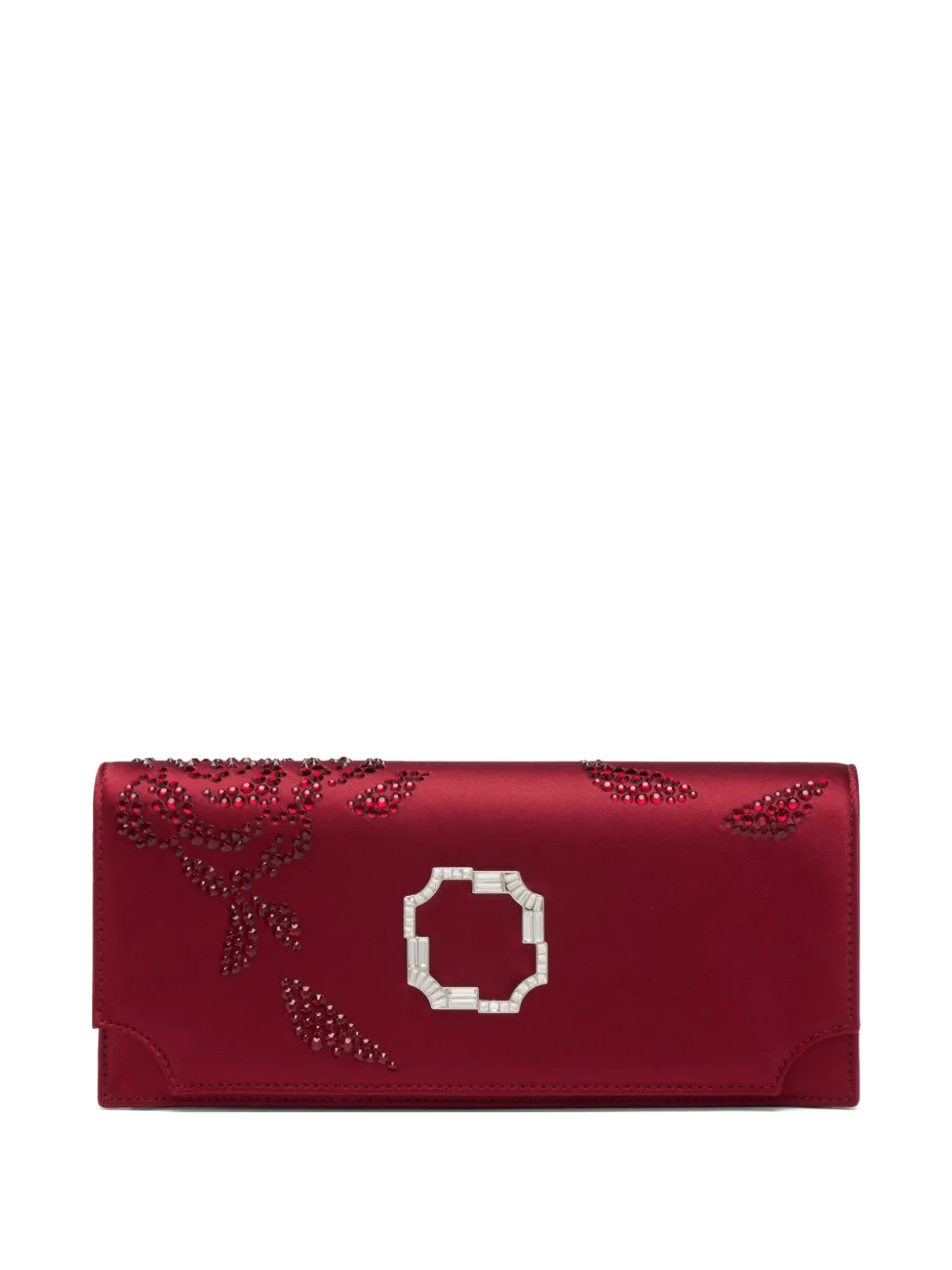 Malone Souliers Vivien Crystal-embellished Satin Clutch In Red