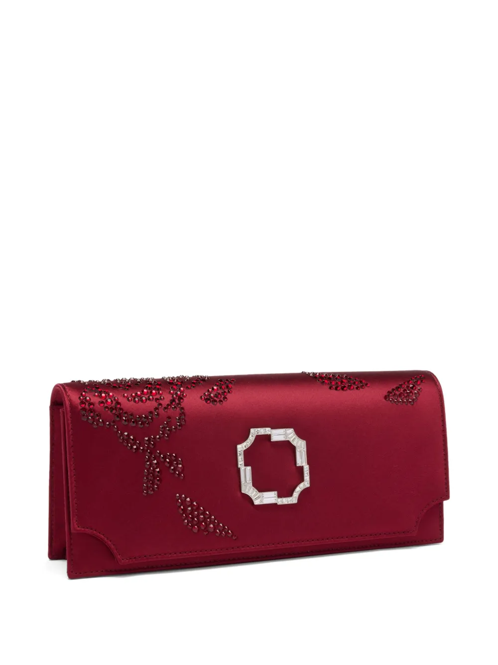 Malone Souliers Vivien Crystal-embellished Satin Clutch In Red