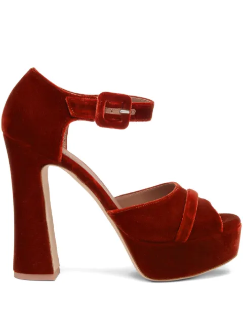 Malone Souliers  125mm Yuri Buckle velvet platform heeled sandals