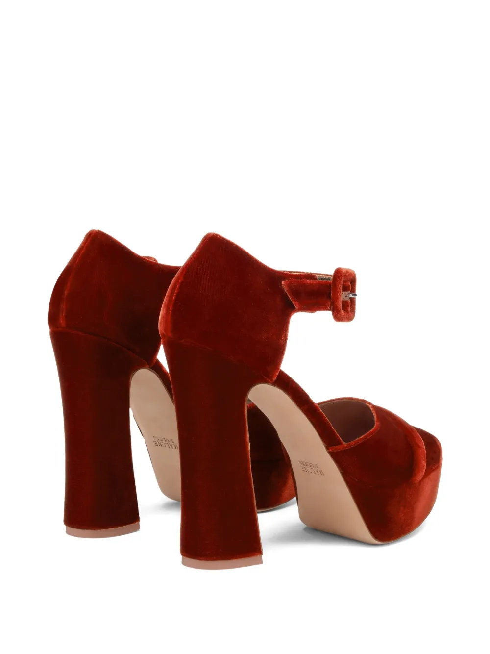 Malone Souliers 125 mm Yuri Buckle fluwelen sandalen met plateauzool en hak Oranje