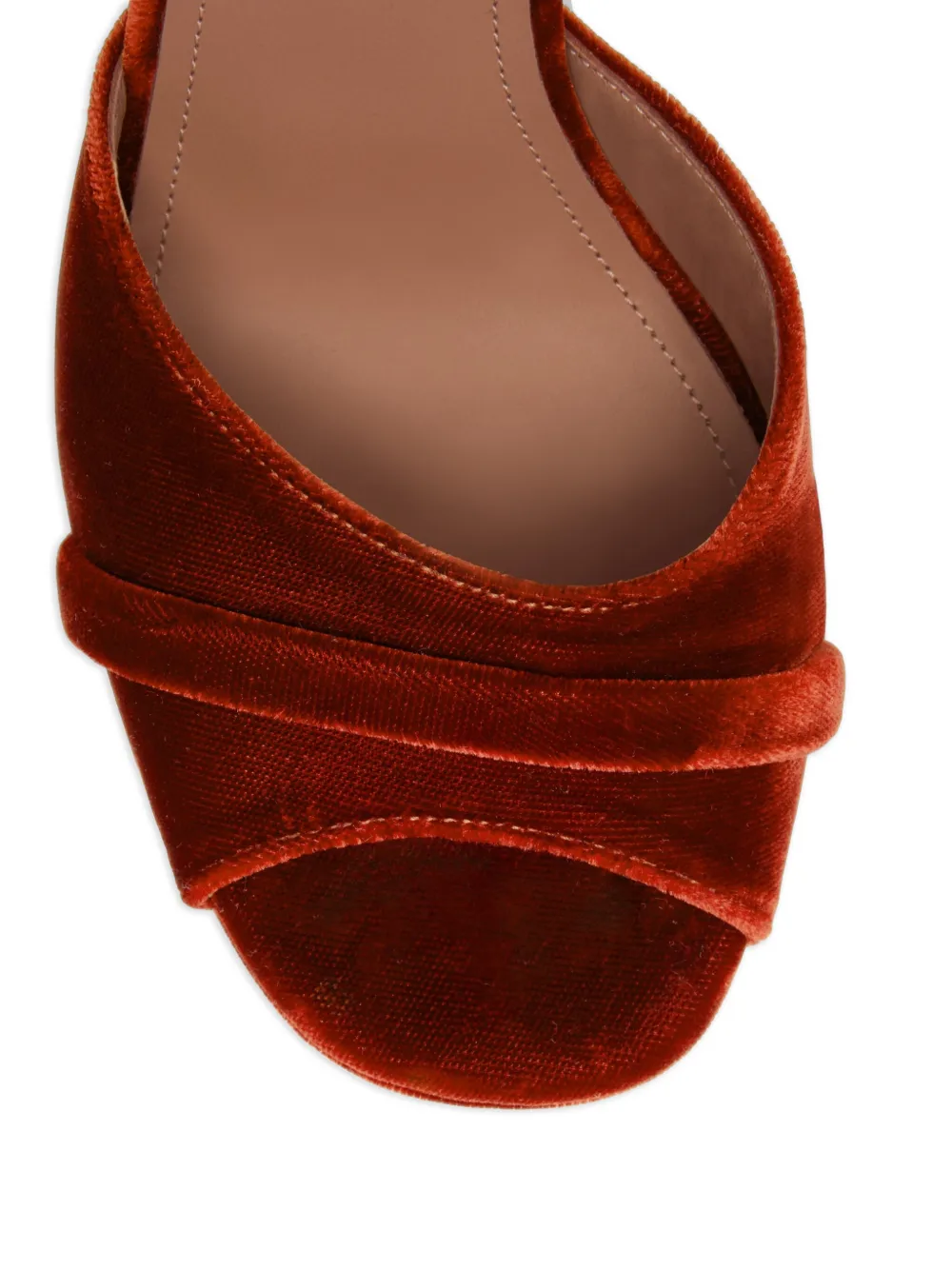Malone Souliers 125 mm Yuri Buckle fluwelen sandalen met plateauzool en hak Oranje