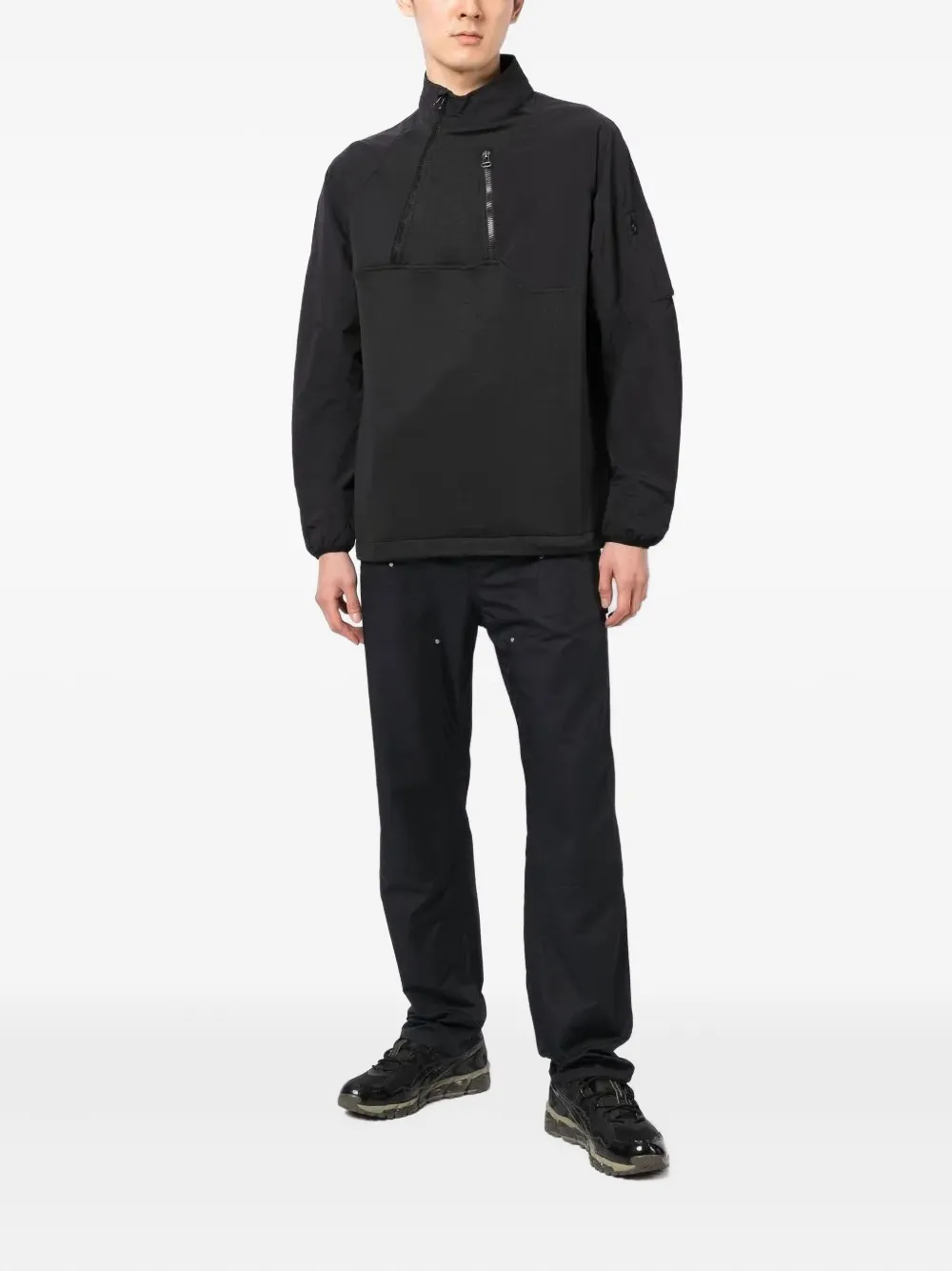 Maharishi diagonal-zip panelled sweatshirt - Zwart