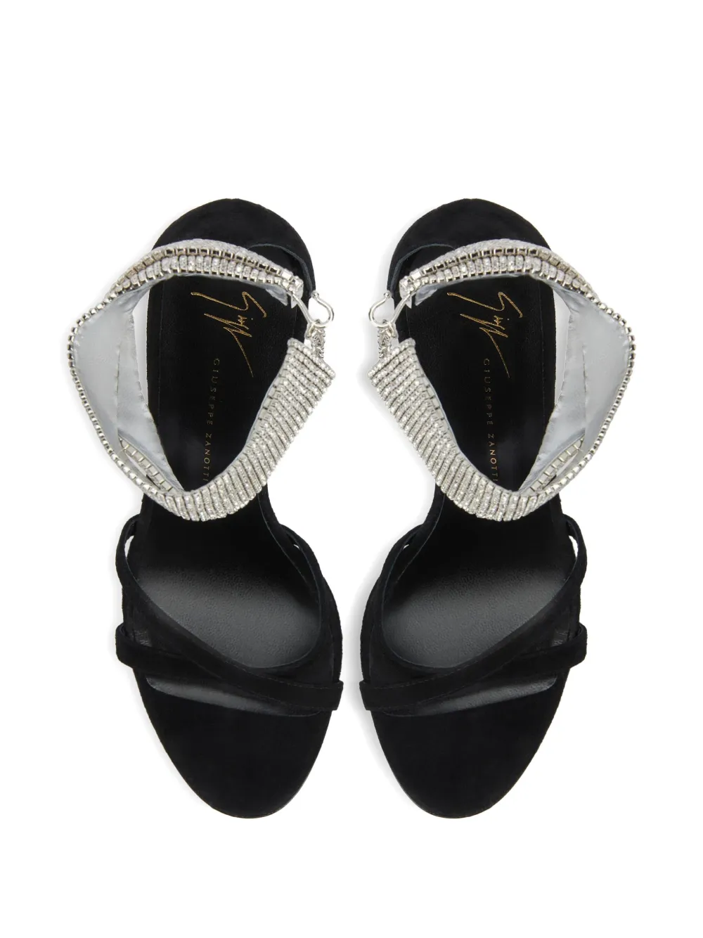 Giuseppe Zanotti 105mm Janell Crystal Sandals In Black