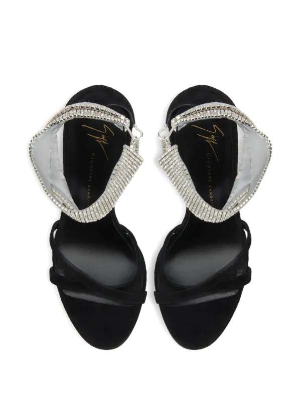 Giuseppe Zanotti 105mm Janell Crystal Sandals | Black | FARFETCH