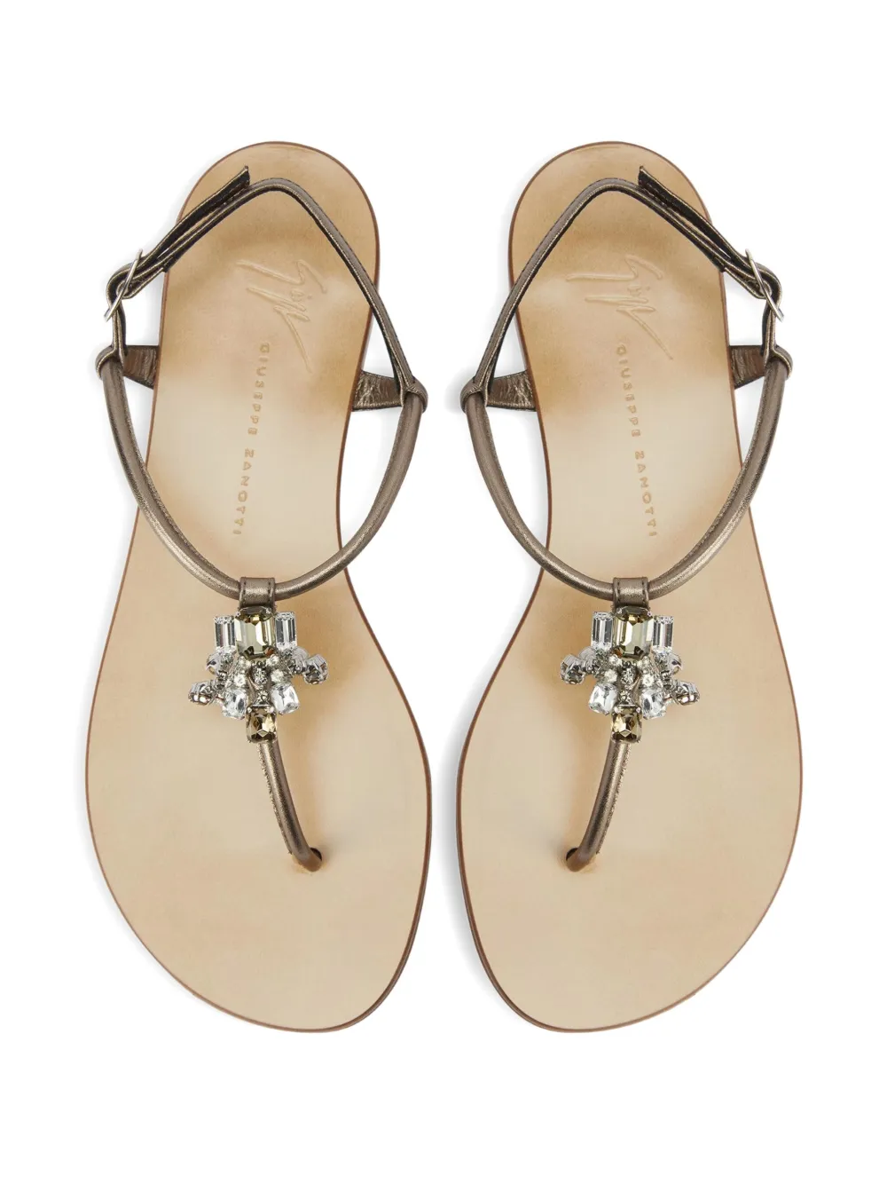 Giuseppe Zanotti Glenda Crystal-embellished Flat Sandals In Gold