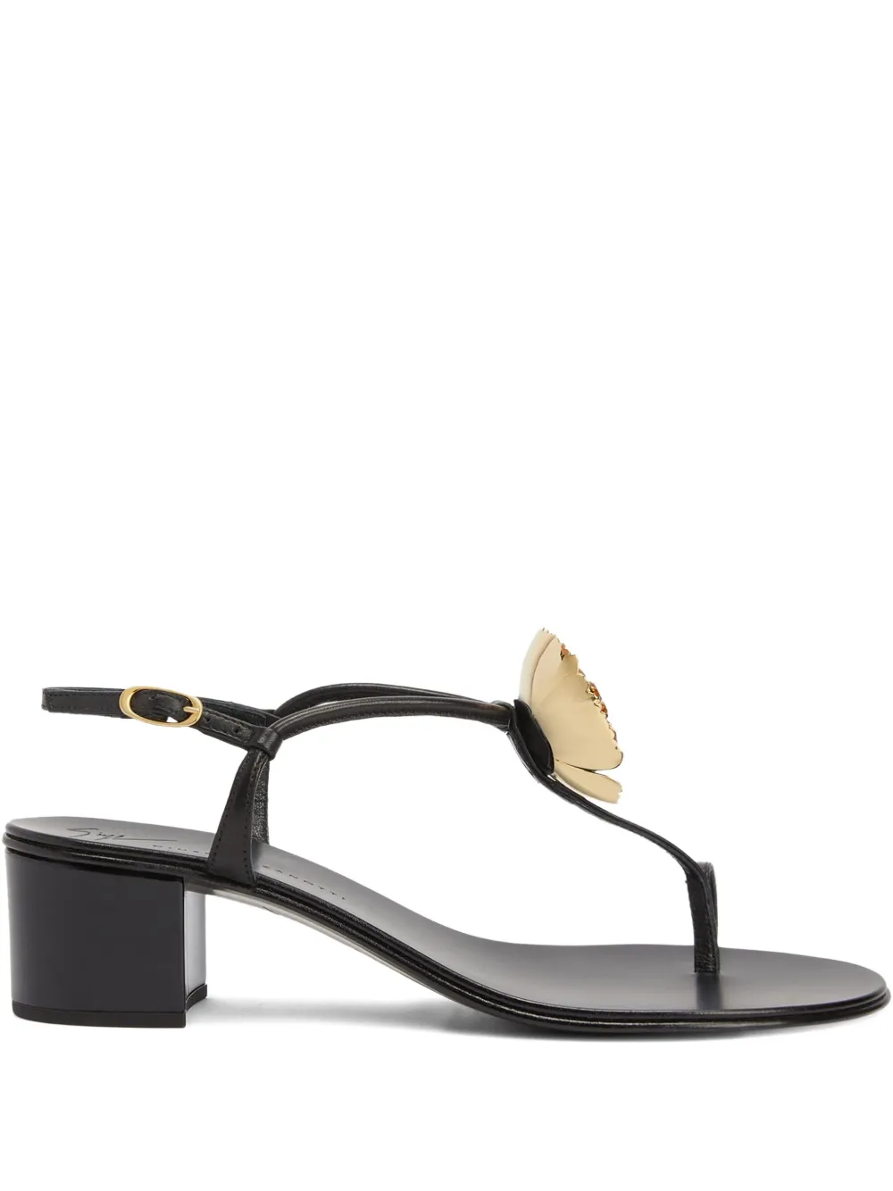Giuseppe Zanotti Sandali Sophora con dettaglio a fiore - Nero