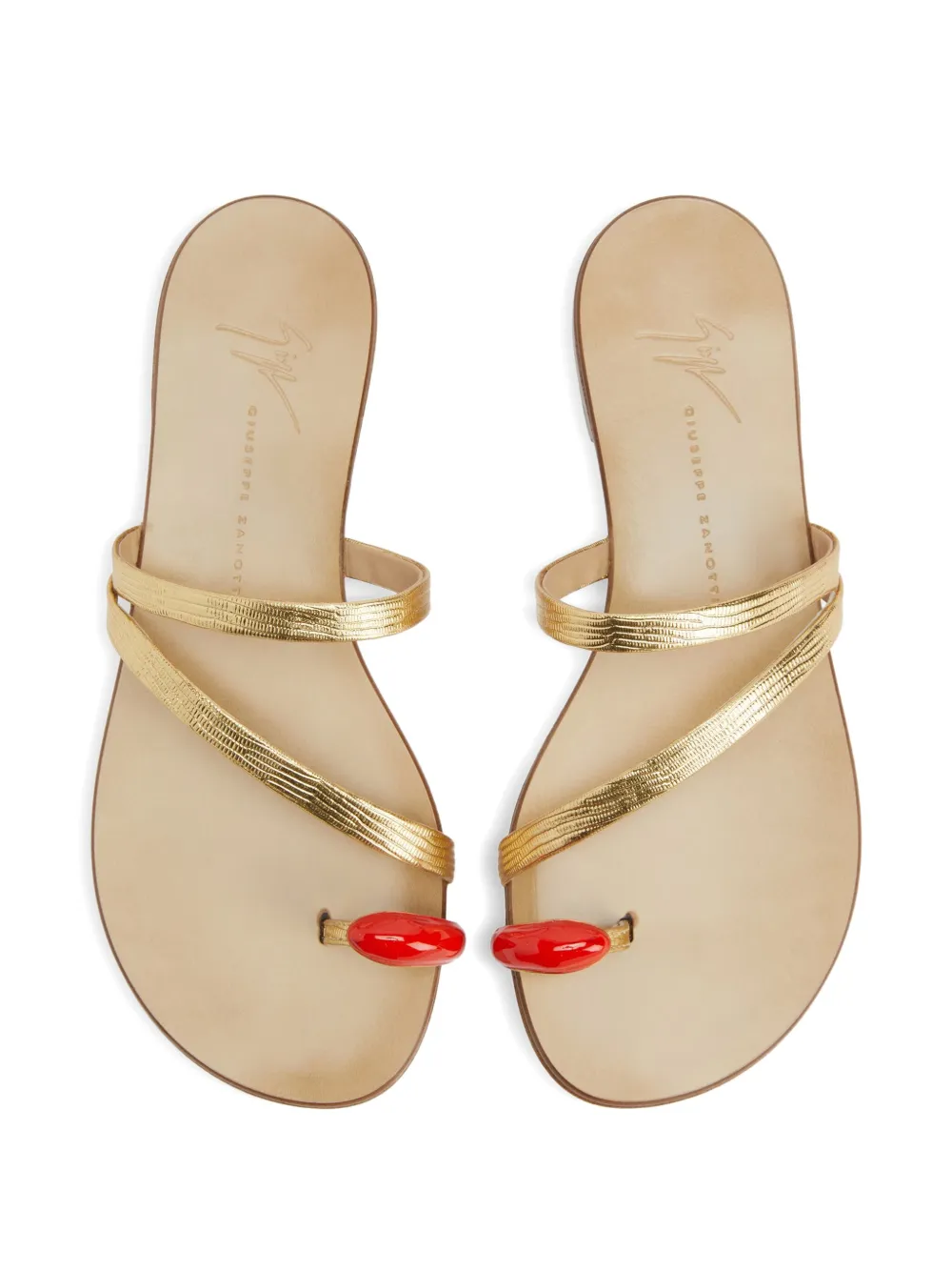 Giuseppe Zanotti Febe leather toe-ring sandals Gold