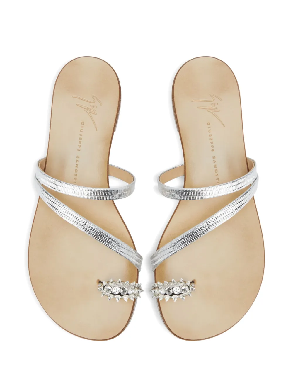 Giuseppe Zanotti Febe crystal-embellished leather sandals Zilver