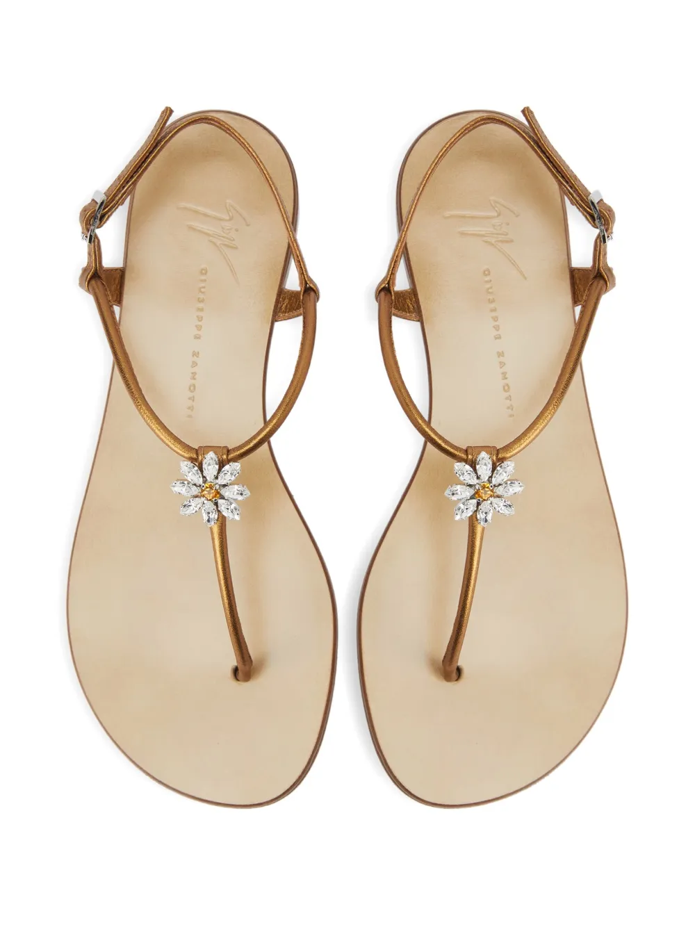 Giuseppe Zanotti Geltrude crystal-flower sandals Brown