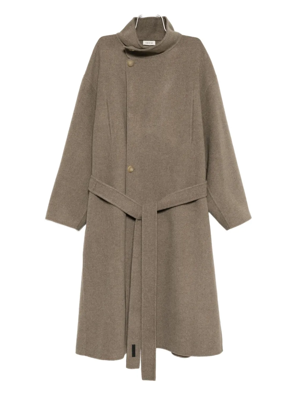 high-neck double-breasted coat
