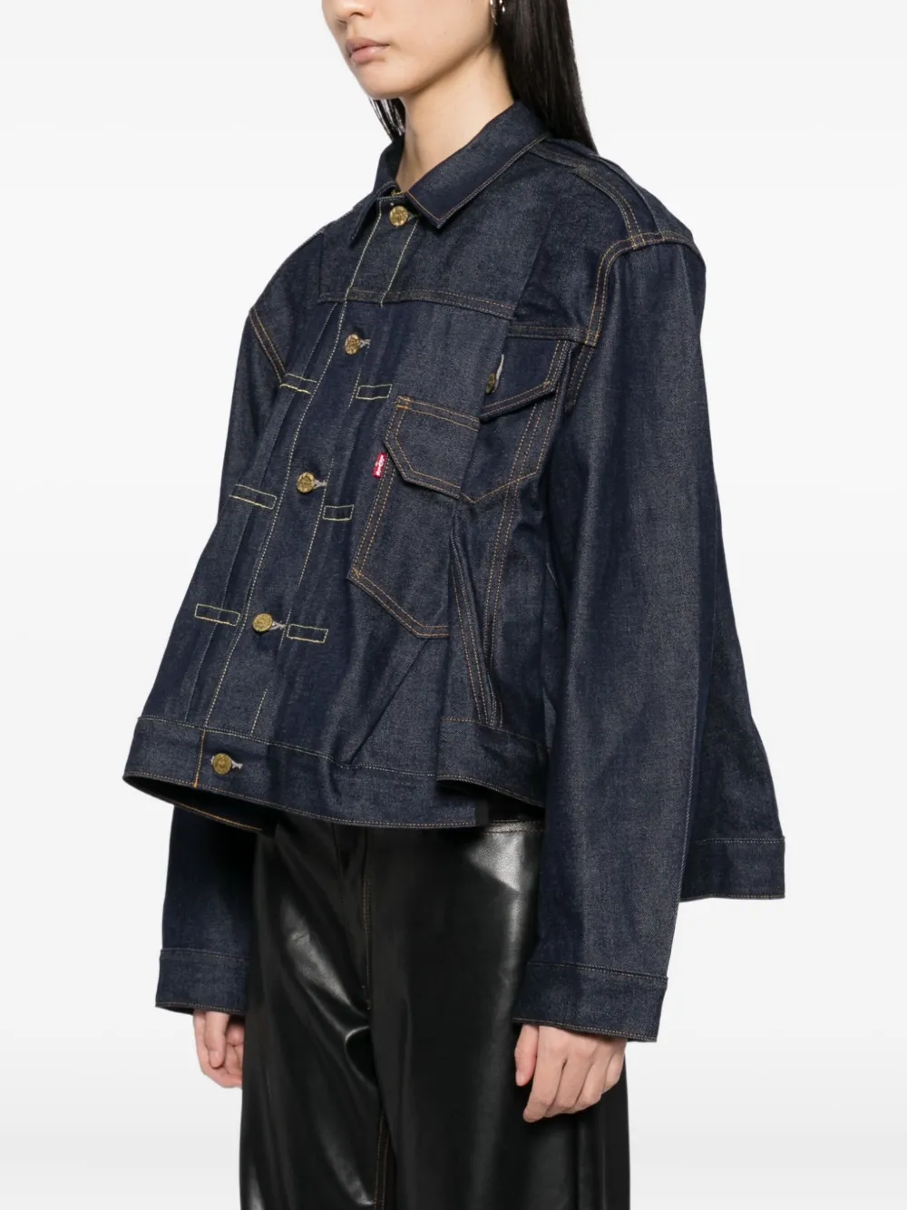 sacai x Levis cotton denim jacket Blauw